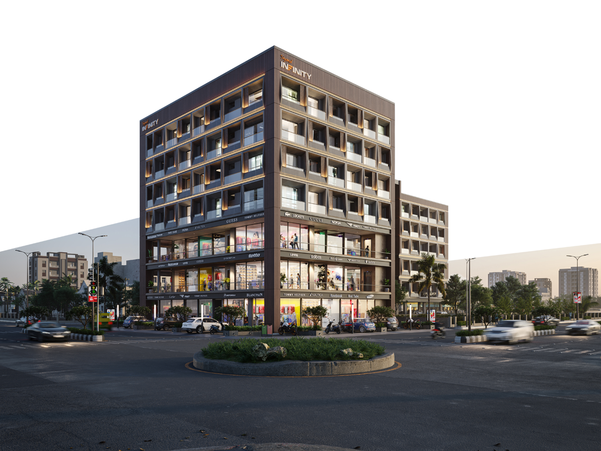 Shyamal Infinity Corner Evening 3D View