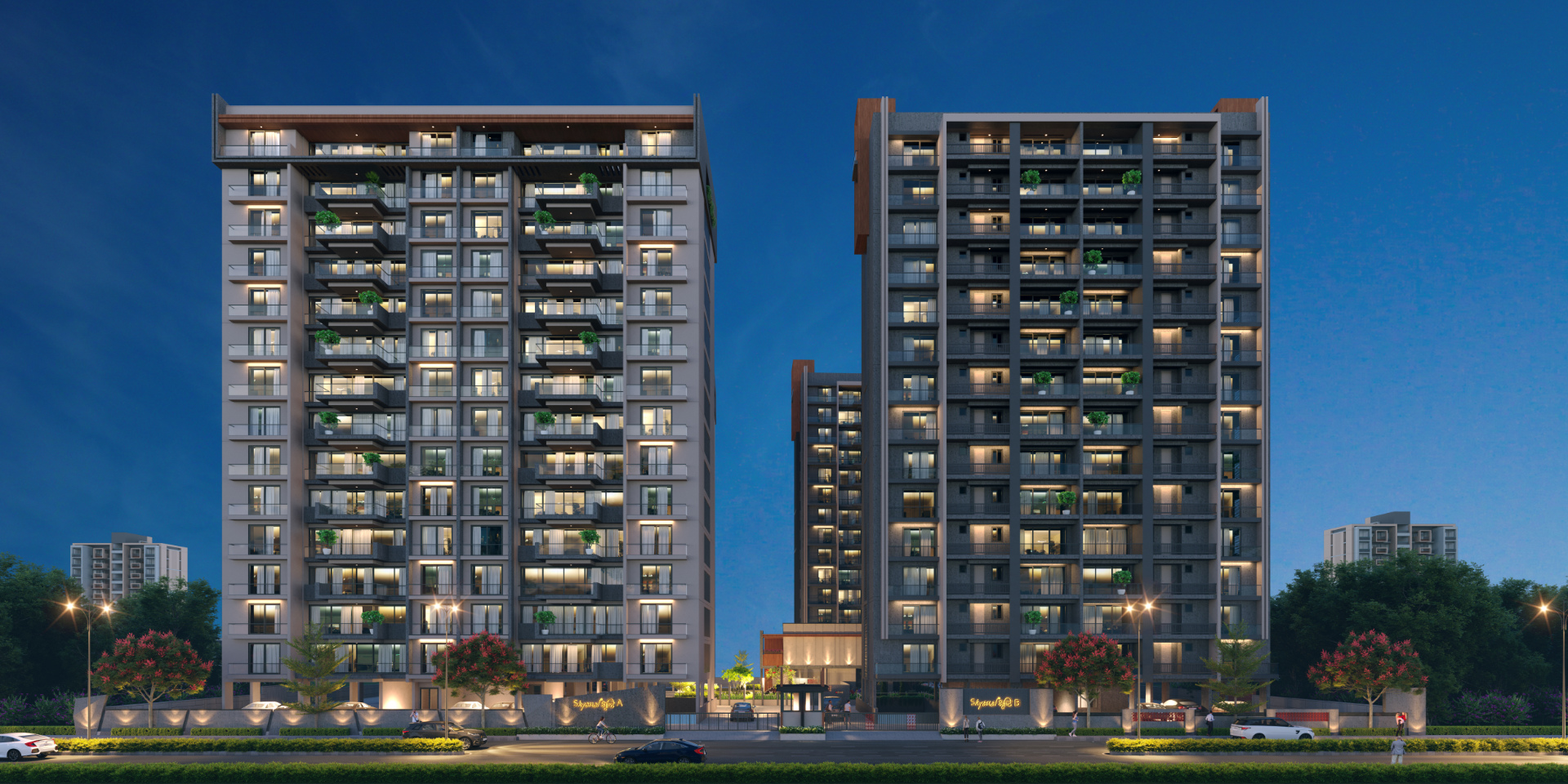 Shyamal Shrushti Front Night View